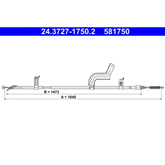 Tirette à câble, frein de stationnement ATE 24.3727-1750.2 pour NISSAN MICRA 1.2 - 80cv