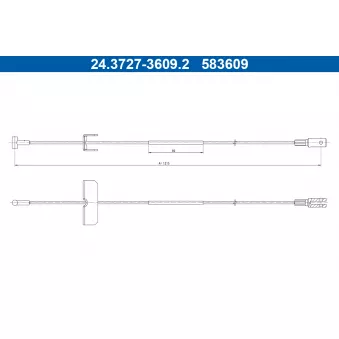 Tirette à câble, frein de stationnement ATE 24.3727-3609.2