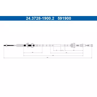 ATE 24.3728-1900.2 - Tirette à câble, commande d'embrayage