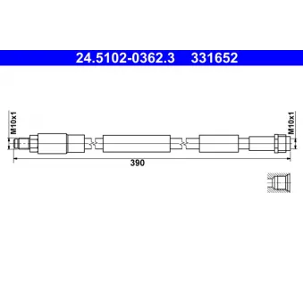Flexible de frein ATE 24.5102-0362.3 pour MERCEDES-BENZ CLASSE E E 350 d - 258cv