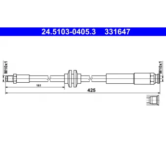 Flexible de frein ATE 24.5103-0405.3 pour OPEL CORSA 1.4 - 75cv