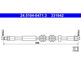 Flexible de frein ATE 24.5104-0471.3 pour MERCEDES-BENZ CLASSE C C 180 BlueTEC / d - 116cv