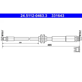 Flexible de frein ATE 24.5112-0463.3 pour OPEL CORSA 1.4 - 90cv
