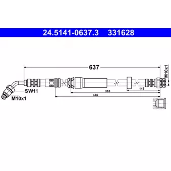 Flexible de frein ATE 24.5141-0637.3 pour AUDI A5 45 TFSI Mild Hybrid quattro - 245cv