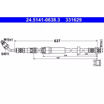 Flexible de frein ATE 24.5141-0638.3 pour AUDI A5 2.0 TDI - 190cv