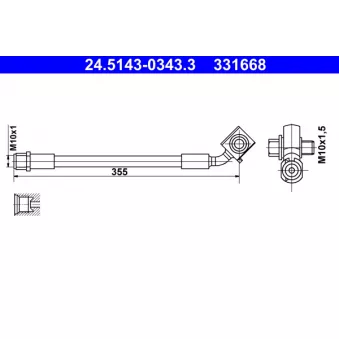 Flexible de frein ATE 24.5143-0343.3 pour OPEL ASTRA 1.0 - 105cv