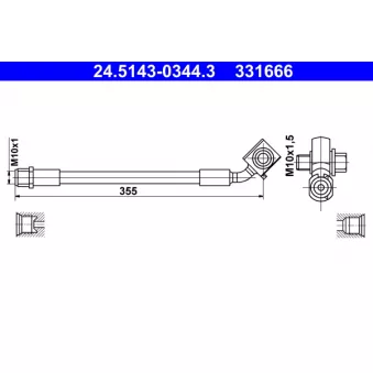 Flexible de frein ATE 24.5143-0344.3 pour OPEL ASTRA 1.0 - 105cv
