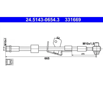 Flexible de frein ATE 24.5143-0654.3 pour OPEL ASTRA 1.7 CDTI - 125cv