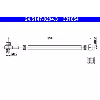Flexible de frein ATE 24.5147-0294.3 pour AUDI A5 2.0 TFSI quattro - 252cv