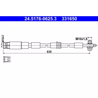 Flexible de frein ATE 24.5176-0625.3 pour VOLKSWAGEN POLO 1.0 TSI - 115cv