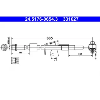 Flexible de frein ATE 24.5176-0654.3 pour OPEL ASTRA 1.4 Turbo - 140cv