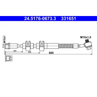 Flexible de frein ATE 24.5176-0673.3 pour OPEL ASTRA 1.7 CDTI - 125cv