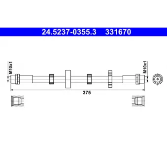 Flexible de frein ATE 24.5237-0355.3 pour VOLKSWAGEN TRANSPORTER - COMBI 2.4 D - 78cv