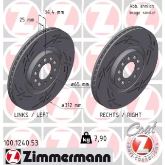 ZIMMERMANN 100.1240.53 - Jeu de 2 disques de frein arrière