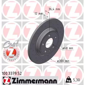 Jeu de 2 disques de frein arrière ZIMMERMANN 100.3379.52