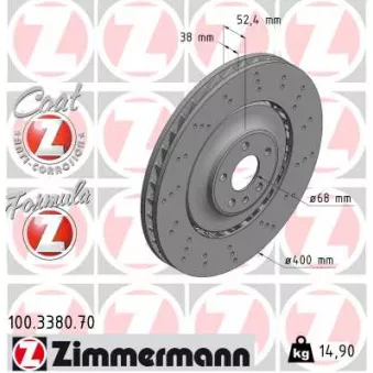 ZIMMERMANN 100.3380.70 - Jeu de 2 disques de frein arrière