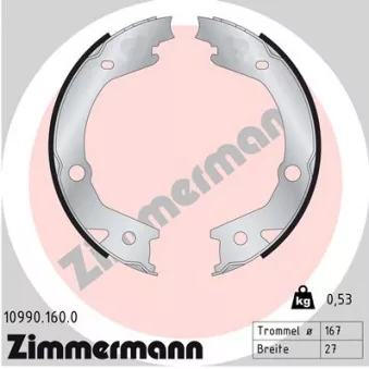 ZIMMERMANN 10990.160.0 - Jeu de mâchoires de frein, frein de stationnement