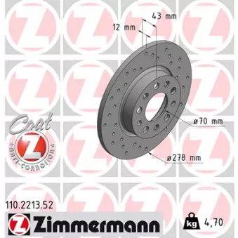 Jeu de 2 disques de frein arrière ZIMMERMANN 110.2213.52