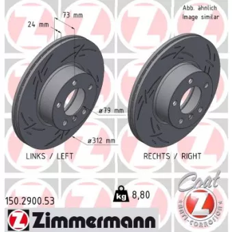 ZIMMERMANN 150.2900.53 - Jeu de 2 disques de frein arrière