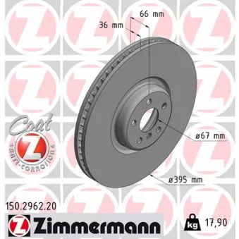 Jeu de 2 disques de frein arrière ZIMMERMANN 150.2962.20