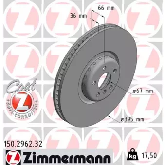 ZIMMERMANN 150.2962.32 - Jeu de 2 disques de frein arrière