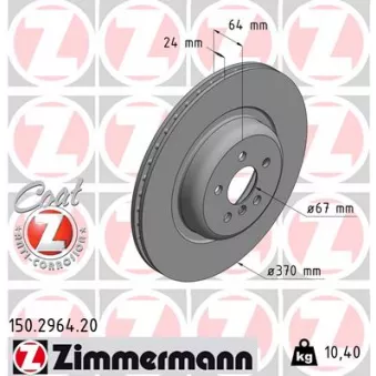 Jeu de 2 disques de frein arrière ZIMMERMANN 150.2964.20