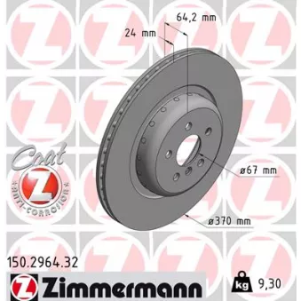 ZIMMERMANN 150.2964.32 - Jeu de 2 disques de frein arrière