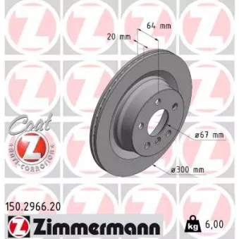 Jeu de 2 disques de frein arrière ZIMMERMANN OEM 34206877225