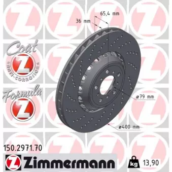 Jeu de 2 disques de frein arrière ZIMMERMANN 150.2971.70