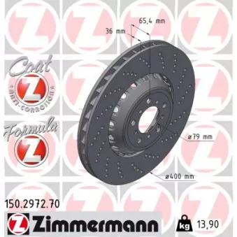 ZIMMERMANN 150.2972.70 - Jeu de 2 disques de frein arrière