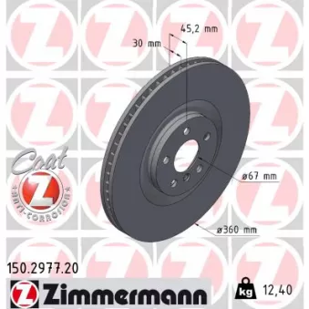 Jeu de 2 disques de frein arrière ZIMMERMANN 150.2977.20