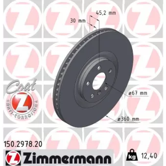ZIMMERMANN 150.2978.20 - Jeu de 2 disques de frein arrière