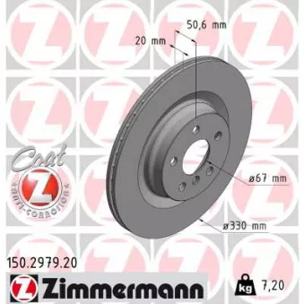 Jeu de 2 disques de frein arrière ZIMMERMANN 150.2979.20