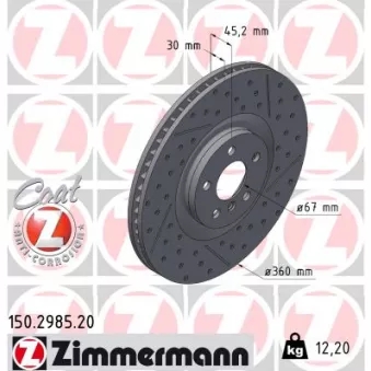ZIMMERMANN 150.2985.20 - Jeu de 2 disques de frein arrière