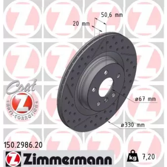 ZIMMERMANN 150.2986.20 - Jeu de 2 disques de frein arrière