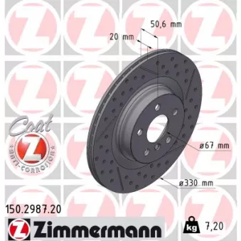 ZIMMERMANN 150.2987.20 - Jeu de 2 disques de frein arrière