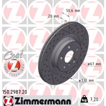 Jeu de 2 disques de frein arrière ZIMMERMANN 150.2987.20