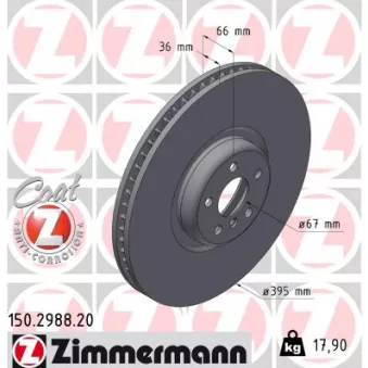 ZIMMERMANN 150.2988.20 - Jeu de 2 disques de frein arrière