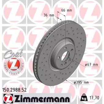 ZIMMERMANN 150.2988.52 - Jeu de 2 disques de frein arrière