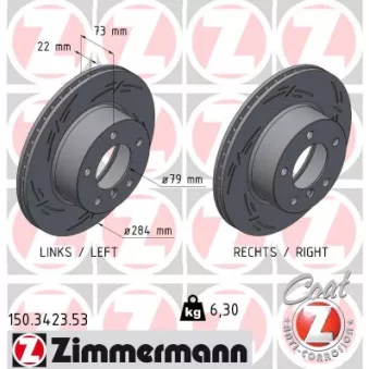 ZIMMERMANN 150.3423.53 - Jeu de 2 disques de frein arrière