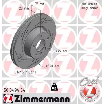 ZIMMERMANN 150.3494.54 - Jeu de 2 disques de frein arrière