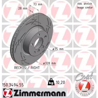 ZIMMERMANN 150.3494.55 - Jeu de 2 disques de frein arrière
