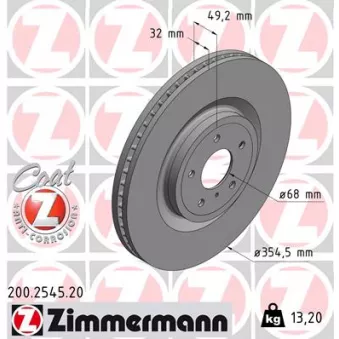 ZIMMERMANN 200.2545.20 - Jeu de 2 disques de frein arrière