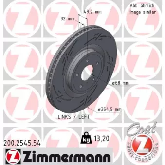 Jeu de 2 disques de frein arrière ZIMMERMANN 200.2545.54