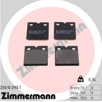 Kit de plaquettes de frein, disque de frein de stationnement ZIMMERMANN OEM 37467
