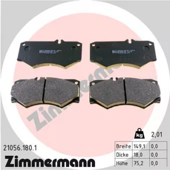 Jeu de 4 plaquettes de frein avant ZIMMERMANN OEM A0014201420