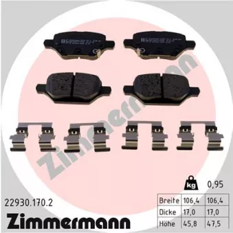 Jeu de 4 plaquettes de frein arrière ZIMMERMANN OEM 42539412