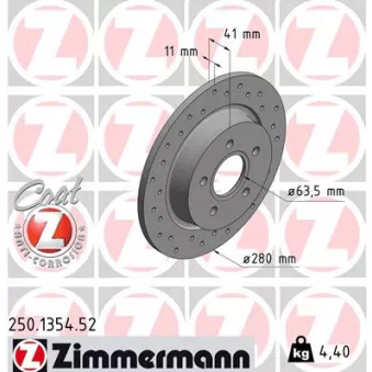 Jeu de 2 disques de frein arrière ZIMMERMANN 250.1354.52