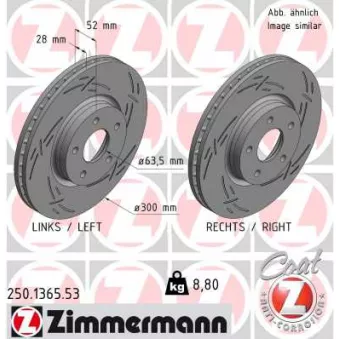 ZIMMERMANN 250.1365.53 - Jeu de 2 disques de frein arrière