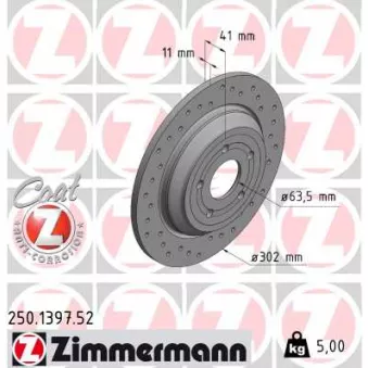 ZIMMERMANN 250.1397.52 - Jeu de 2 disques de frein arrière